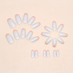 24pcs Ombre French Orange Press On Nails Glossy False Nails for Women