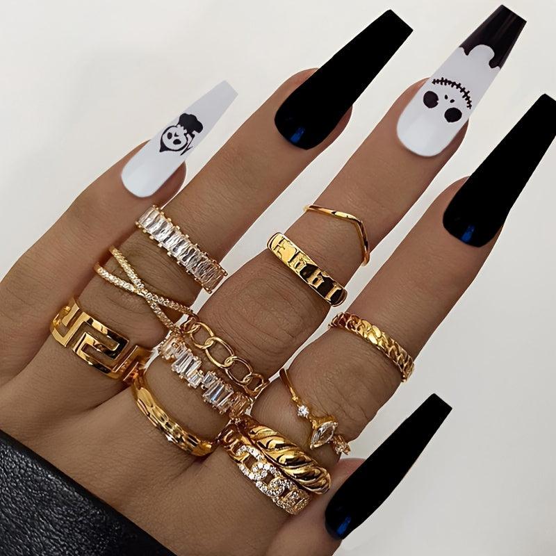 Gothic Coffin False Nails Acrylic Skull Spider Halloween Nail Art DIY