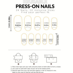 24pcs Pink French Tip Press On Nails Oval False Nails for Women and Girls