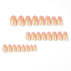 24pcs Pink French Tip Press On Nails Oval False Nails for Women and Girls