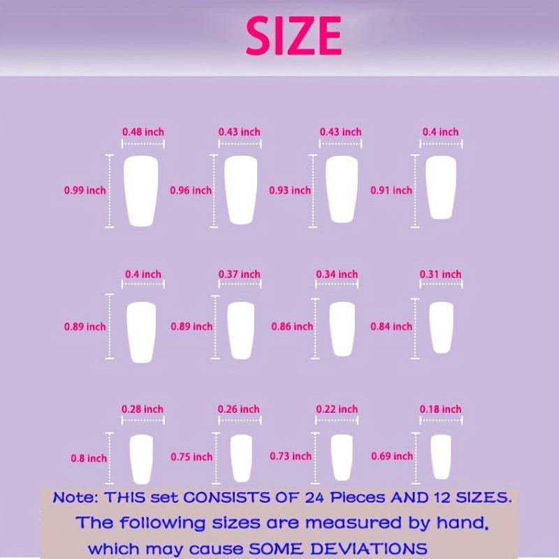 24pcs French Edge Glitters Press On Nails Nude Acrylic Square/French Tips