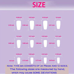 24pcs French Edge Glitters Press On Nails Nude Acrylic Square/French Tips