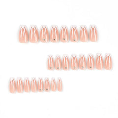 24pcs Rhinestone Nude Pink Press On Nails