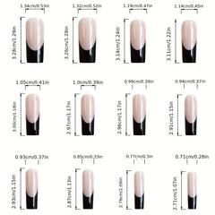 24Pcs Square Ballet Coffin False Nails & Burgundy French Press On Nails Set