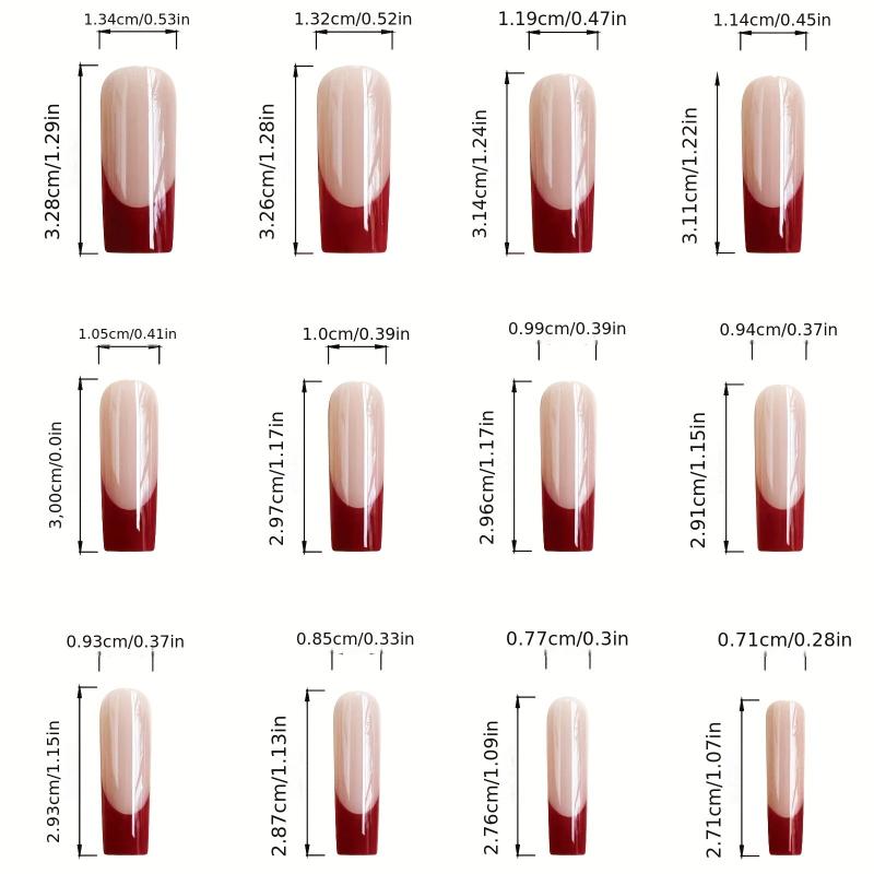 24Pcs Square Ballet Coffin False Nails & Burgundy French Press On Nails Set