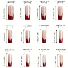 24Pcs Square Ballet Coffin False Nails & Burgundy French Press On Nails Set