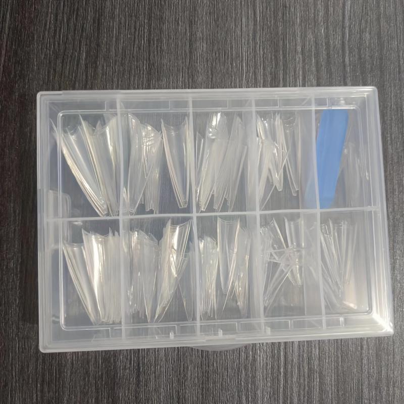 200pcs Clear Soft Gel Nail Tips Long Stiletto False Nails