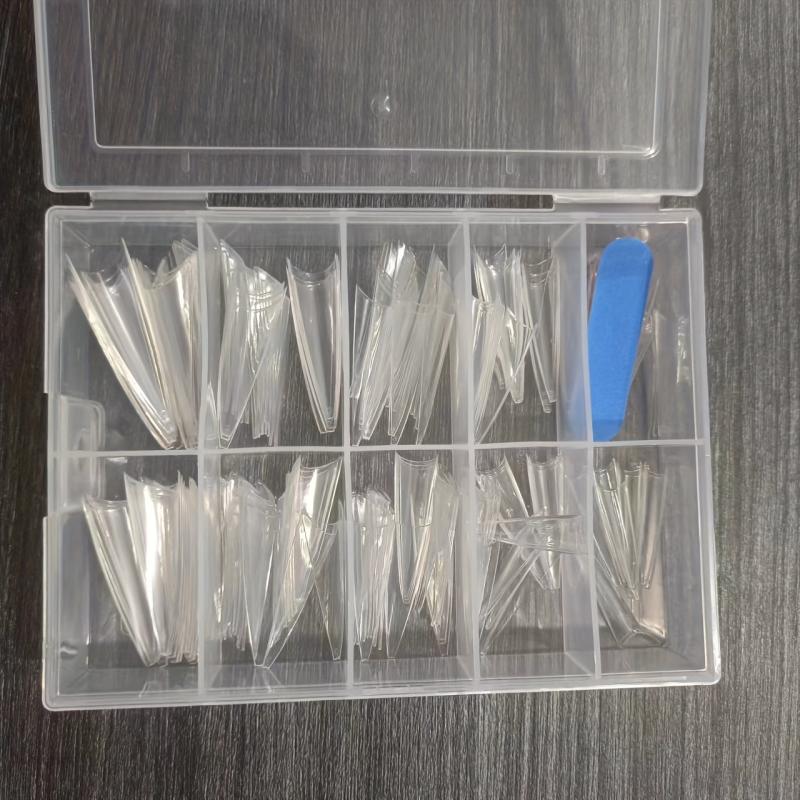 200pcs Clear Soft Gel Nail Tips Long Stiletto False Nails