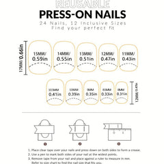 24pcs Yellow French Tip Press On Nails Orange Glitter Short Square False Nails