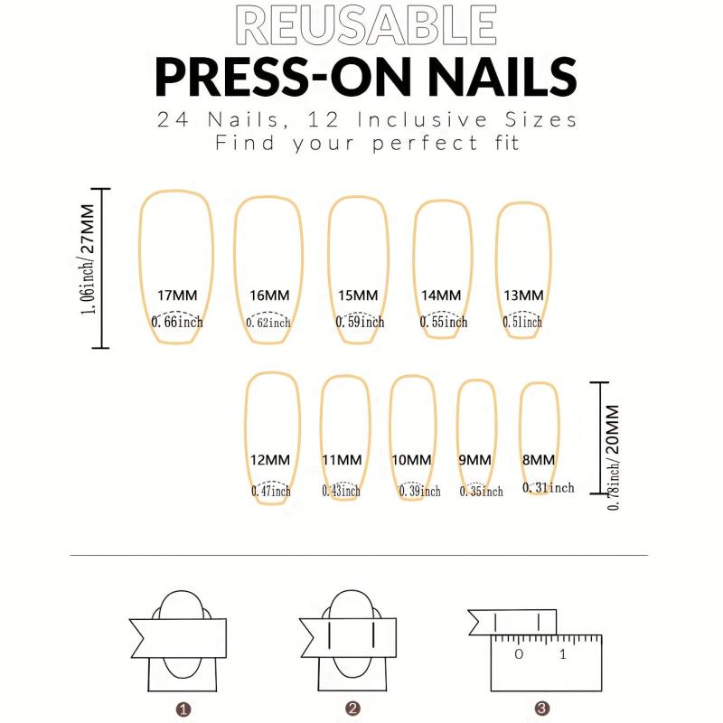 24pcs Green Chain Press On Nails for Women French Ballet Acrylic Nails