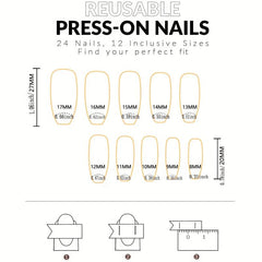 24pcs Green Chain Press On Nails for Women French Ballet Acrylic Nails