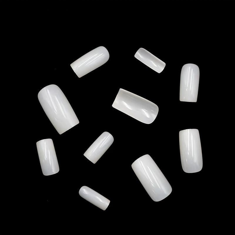 ABS Gel Nail Tips Milky Yellow False Nail Tips Medium Square 72pcs