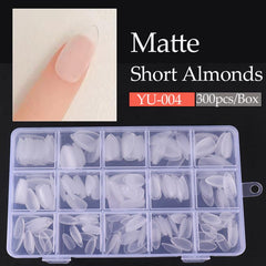 Matte Clear Acrylic Nail Tips Soft Gel Pre-shaped False Nail Tips