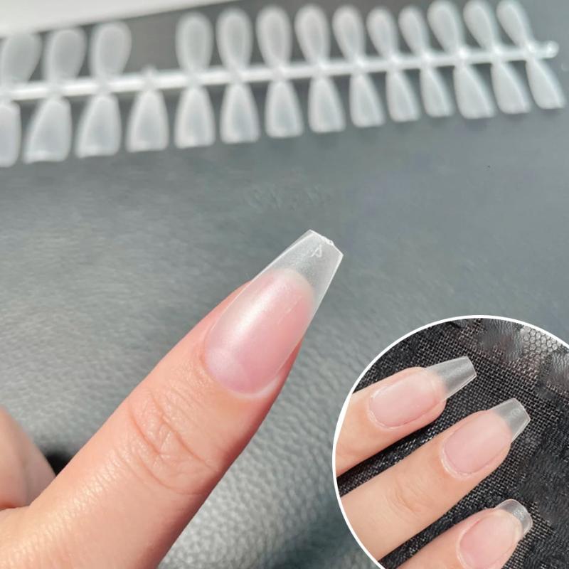 Matte Clear Acrylic Nail Tips Soft Gel Pre-shaped False Nail Tips