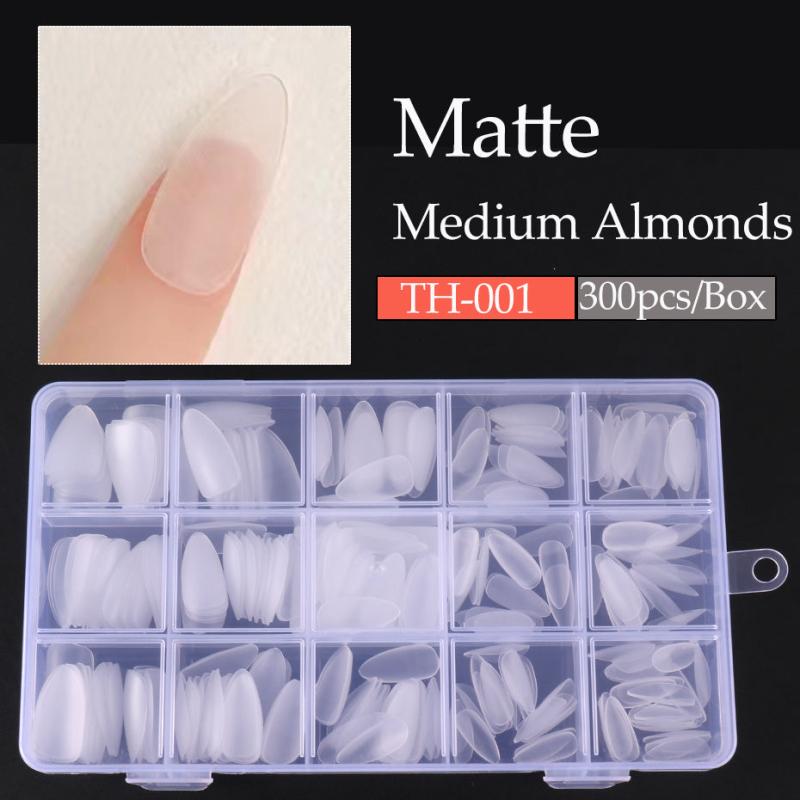 Matte Clear Acrylic Nail Tips Soft Gel Pre-shaped False Nail Tips