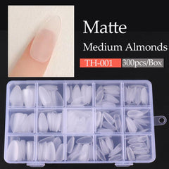 Matte Clear Acrylic Nail Tips Soft Gel Pre-shaped False Nail Tips