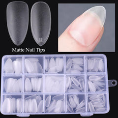 Matte Clear Acrylic Nail Tips Soft Gel Pre-shaped False Nail Tips