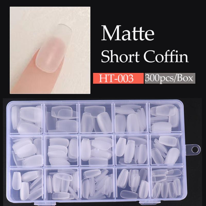 Matte Clear Acrylic Nail Tips Soft Gel Pre-shaped False Nail Tips