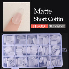 Matte Clear Acrylic Nail Tips Soft Gel Pre-shaped False Nail Tips