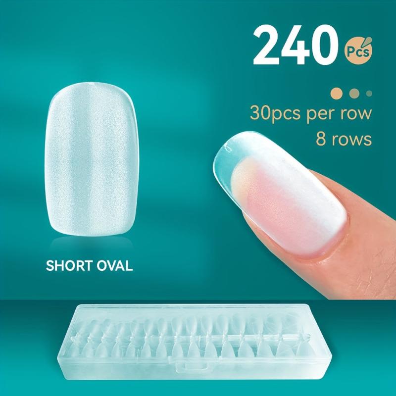 240pcs Matte Gel Nail Tips Medium Oval False Nail Tips