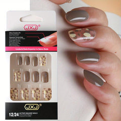 24pcs Gradient Matte False Nails Short Coffin Press On Nails for Women & Girls