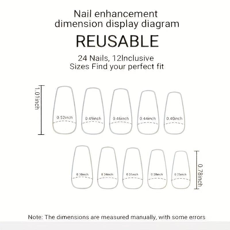 24pcs Gradient Matte False Nails Short Coffin Press On Nails for Women & Girls