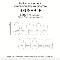 24pcs Gradient Matte False Nails Short Coffin Press On Nails for Women & Girls