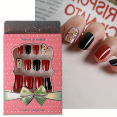 24pcs Gradient Matte False Nails Short Coffin Press On Nails for Women & Girls