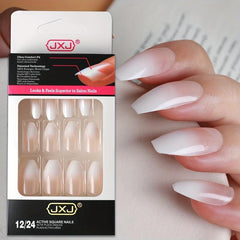 24pcs Gradient Matte False Nails Short Coffin Press On Nails for Women & Girls