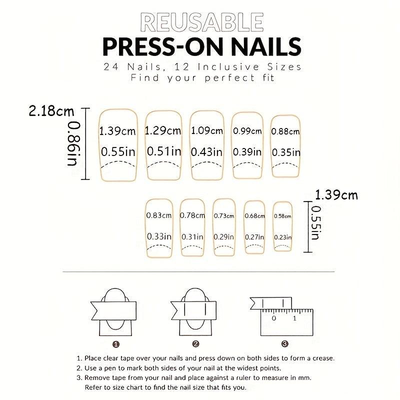 24pcs Stylish Solid Ballet Press On Nails for Women