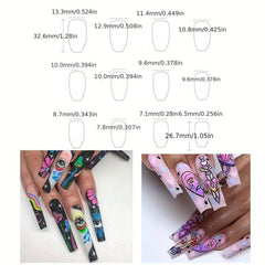 Halloween Press On Nails Mix Marble Flower Mushroom Devil Eye Coffin Glue Tabs