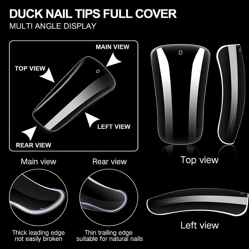 120pcs Duck Nail Tips for Acrylic Clear Nails Y2K with Box