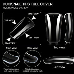 120pcs Duck Nail Tips for Acrylic Clear Nails Y2K with Box