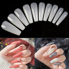 600pcs Soft Gel Nail Tips Natural Acrylic Nail Tips Long Coffin Square Shaped