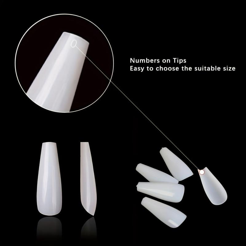 600pcs Soft Gel Nail Tips Natural Acrylic Nail Tips Long Coffin Square Shaped