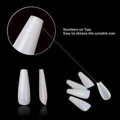 600pcs Soft Gel Nail Tips Natural Acrylic Nail Tips Long Coffin Square Shaped