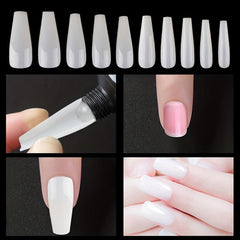 600pcs Soft Gel Nail Tips Natural Acrylic Nail Tips Long Coffin Square Shaped