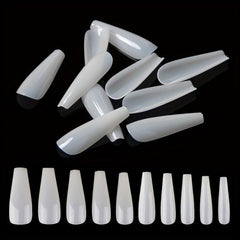 600pcs Soft Gel Nail Tips Natural Acrylic Nail Tips Long Coffin Square Shaped