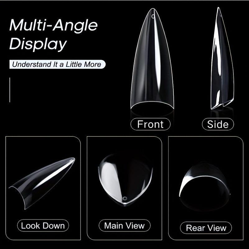 120pcs Long Stiletto Clear Acrylic Nail Tips for Nail Extension Manicure
