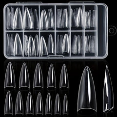 120pcs Long Stiletto Clear Acrylic Nail Tips for Nail Extension Manicure