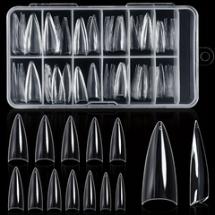 120pcs Long Stiletto Clear Acrylic Nail Tips for Nail Extension Manicure
