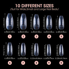 500pcs Clear Acrylic Nail Tips Medium Ballerina Half Cover False Nail Extension