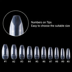 500pcs Clear Acrylic Nail Tips Medium Ballerina Half Cover False Nail Extension