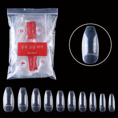 500pcs Clear Acrylic Nail Tips Medium Ballerina Half Cover False Nail Extension