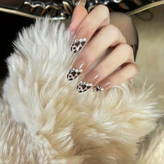 Leopard Rhinestone Almond Press On Nails 24pcs