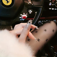 Leopard Rhinestone Almond Press On Nails 24pcs