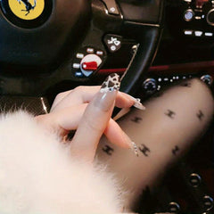 Leopard Rhinestone Almond Press On Nails 24pcs