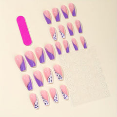 24pcs Shimmering Leopard Print Acrylic Nails for Women and Girls