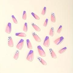 24pcs Shimmering Leopard Print Acrylic Nails for Women and Girls