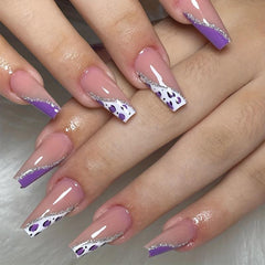 24pcs Shimmering Leopard Print Acrylic Nails for Women and Girls